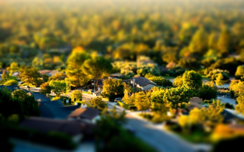 tree, growth, scenics - nature, nature, scenics, field, cityscape, aerial View, sunrise - Dawn, plant, rural Scene, 1080P, green Color, city, blue, beauty In Nature