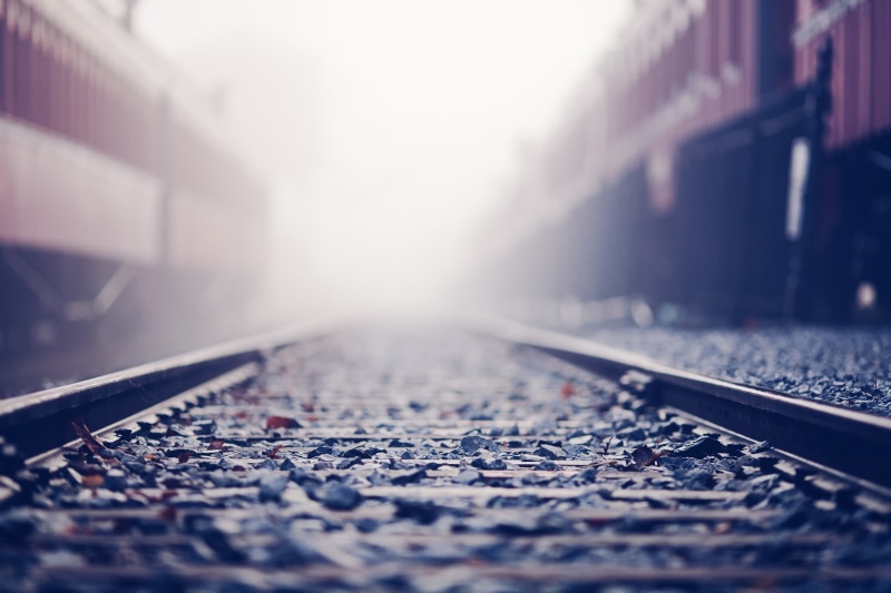 outdoors, station, tilt shift, close, direction, day, sunlight, selective focus, railroad Track, alloy, nature, journey, public transportation, railway