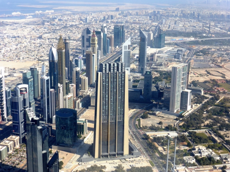 skyscraper, cityscape, crowd, emirates, dubai, sky, day, famous Place, outdoors, aerial View, urban Skyline, tall - high, urban Scene, building Exterior