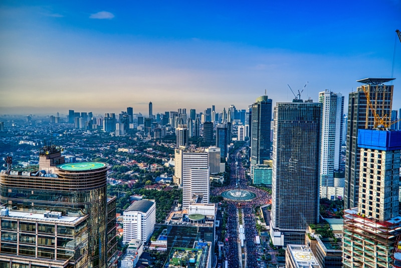 aerial shot, building exterior, aerial, modern, skyscraper, tall - high, sky, high angle view, travel destinations, crowded, bir, architecture, jakarta