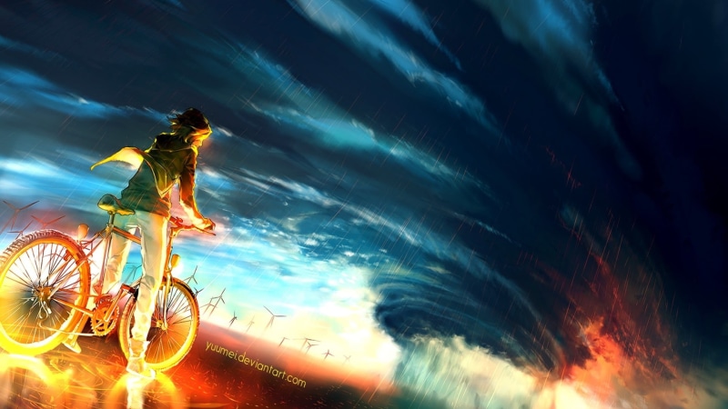 mode of transportation, sports helmet, sport, cloud - sky, motorcycle, outdoors, ride, sky, headwear, 1080P, Yuumei, riding, water, crash helmet