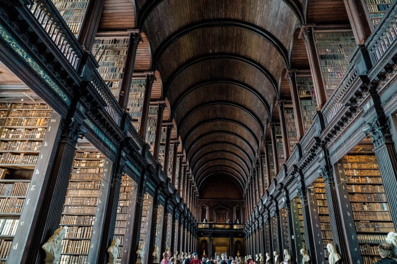 education, publication, arch, tourism, learn, library, bookshelf, 5K, antiquariat, books, black, old books, illuminated, book, historically, brown, dublin