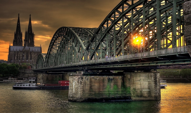 photos, 1080P, black, DEU, cologne Cathedral, Deutschland, Dom, steel, cityscape, tourist  attraction, high  speed  train, Bild, bridge, Rail  Bridge