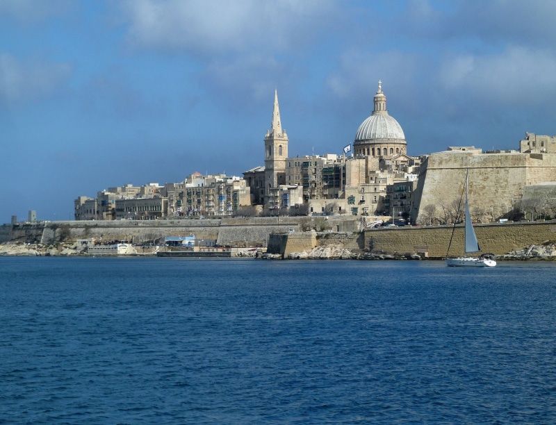 sea, sky, dresden, Valletta, house, 1080P, dome, Malta, frauenkirche