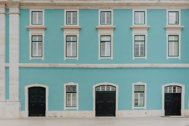 building, blue, closed, portugal, no people, Europe, built structure, buildings, in a row, safety, door, outdoors, june, window, turquoise colored, facade