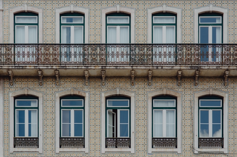 built structure, lisboa, pattern, backgrounds, arched, reflection, building exterior, facade, repetition, portugal, no people, city, building, architecture