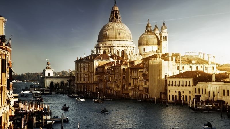 building, sunlight, river, Venice, 2K, architecture, cityscape
