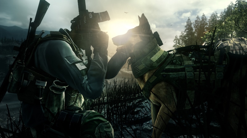 soldier, screenshot, game, multiplayer, shooter, Call of Duty Ghosts, CoD, 4K, rifle, dog, Ghosts