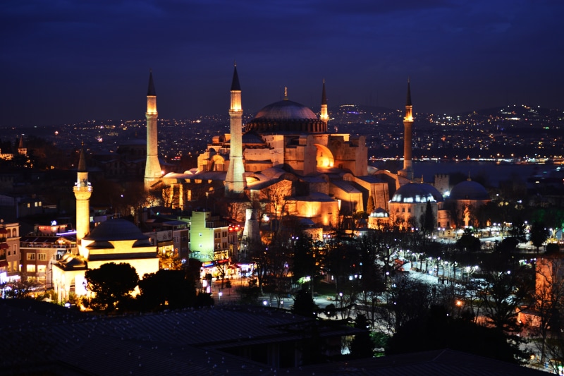 outdoors, hagia, photography, hagia sophia, sophia, travel, skyscraper, no people, night, built structure, sky, aerial, spirituality, turkey, dome, belief