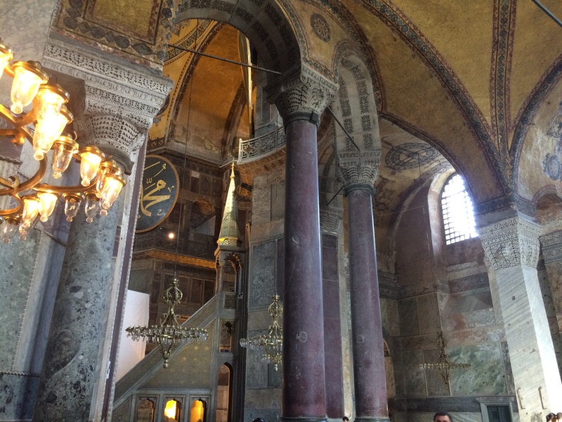 travel destinations, no people, architecture, low angle view, belief, colonnade, turkey, 2K, history, ayasofya, indoors, hagia sophia museum, the past