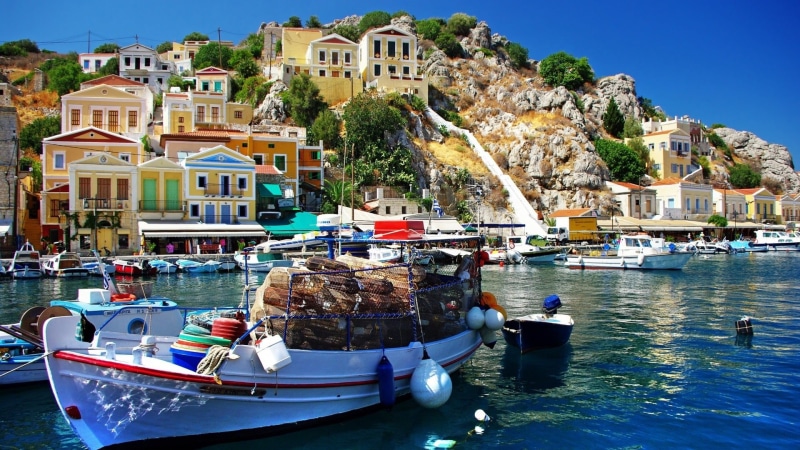 harbor, europe, symi island, tourism, mode of transportation, waterway, waterfront, simi, luxury, coast, water, house, city, boat, no people, nature, architecture