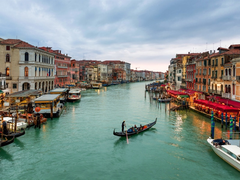 Venice, City, 1080P, Lights, Italy, Houses, Dusk, Canal, Water, Boats