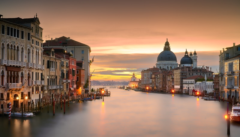 4K, Venice, Sunrise, Grand Canal, canal, mall, grand