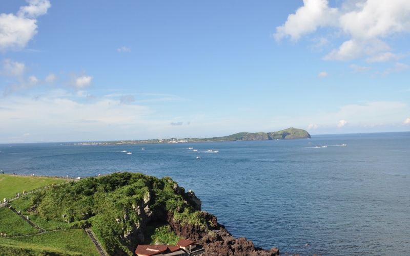 sea, tranquility, land, scenics - nature, korea, rocky coastline, travel, 2K, water, jeju, sky, island, horizon, horizon over water, beauty in nature