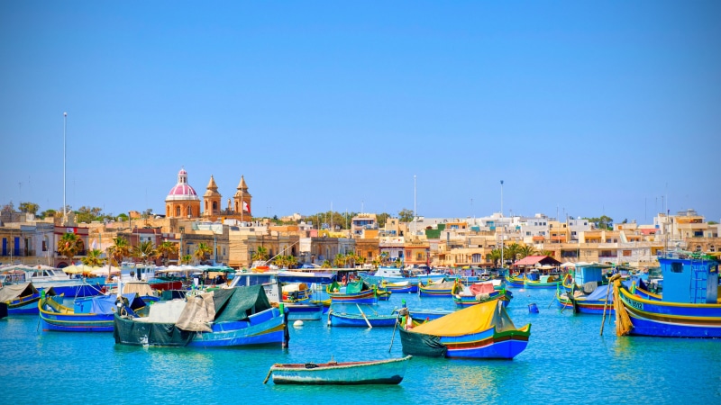 Houses, Sky, Blue, Malta, 4K, Boats, Place, Sea, Travel