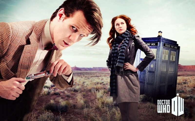 Amy Pond, Eleventh Doctor, portrait, young women, young adult, two people, outdoors, people, real people, adult, day, standing, poster, sky, young men