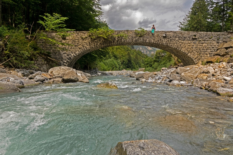 architecture, the past, arch, tree, bridge, engelberger aa, day, mountain stream, watercourse, rock - object, bridge - man made structure, 5K, flowing water