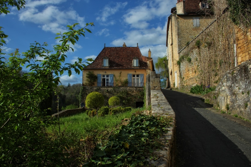dordogne, the past, old village, aquitaine, direction, house, built structure, architecture, cloud - sky, outdoors, growth, landscape, tree, building, building exterior