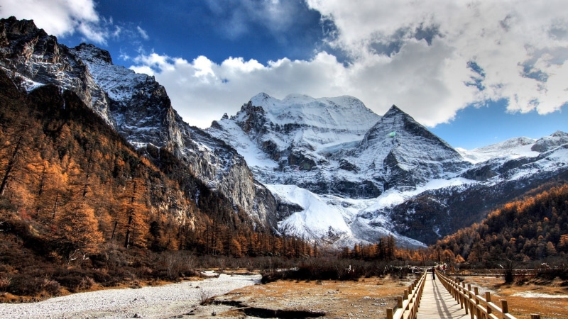 China, clouds, nature, mountains, sky, HDR, 1080P, landscape, Yading Nature Reserve