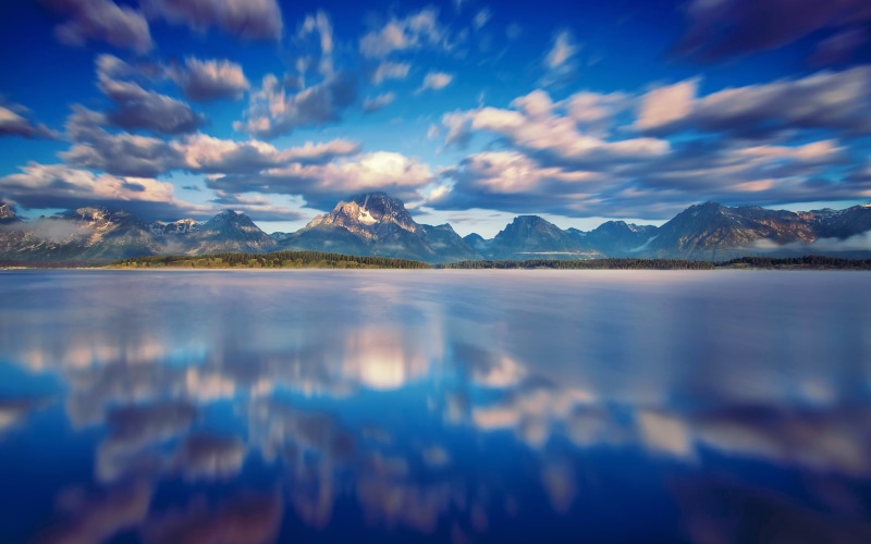 Clouds, Mountains, 2K, Teton, Blue, Lake, Grand, Jackson, Sky, National, Park, Water