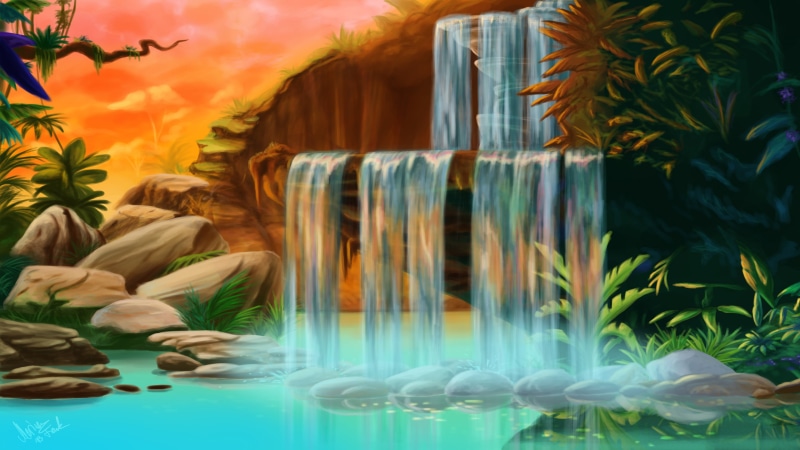 nature, glass - material, lon, water, indoors, plant part, beauty in nature, waterfall, day, transparent, hd, plant, growth, phones, beautiful