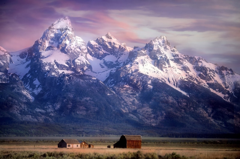 non-Urban Scene, mountain, outdoors, winter, 1080P, glacier, land, Grand Teton National Park, cold temperature, mountain Peak, summer, grass, barn, farm