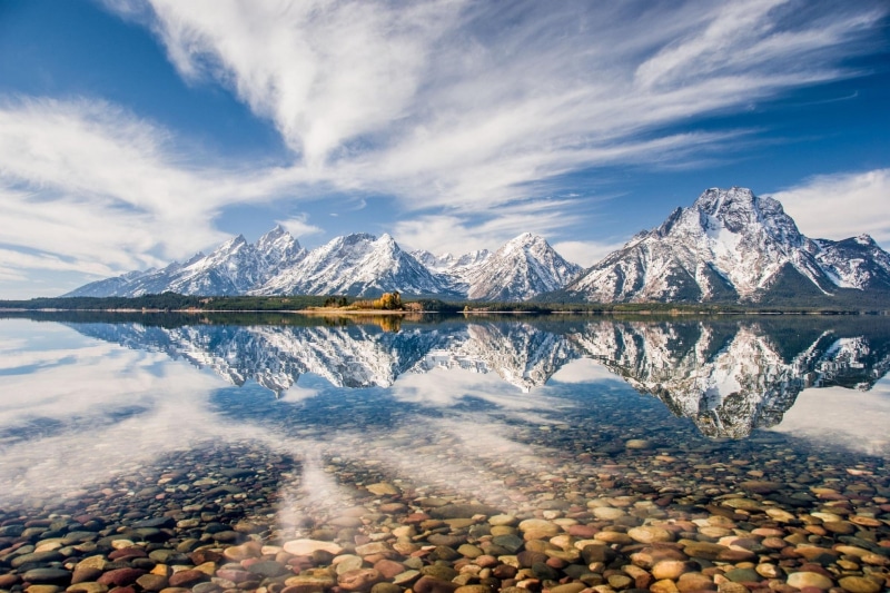 rock, pebble, outdoors, ice, snowcapped mountain, lake, environment, snowy peak, mountain range, nature, scenics - nature, tranquility, mountain, Grand Teton National Park