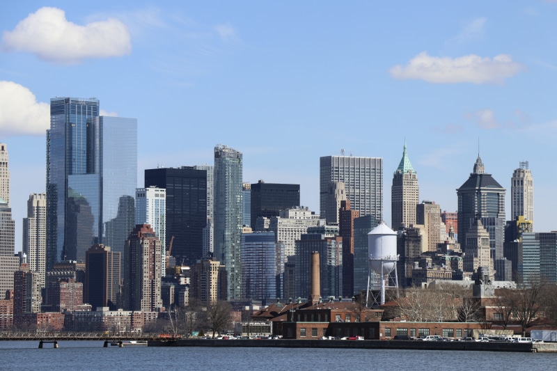 outdoors, office building exterior, urban, city, national park service, waterfront, settlement, tower, clouds, harbor, office, nature, upper new york bay