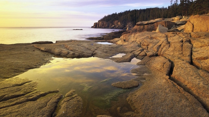 nature and landscapes, hole, rocks, acadia, thunder, np, coast, atlantic, forest, 1080P, ocean