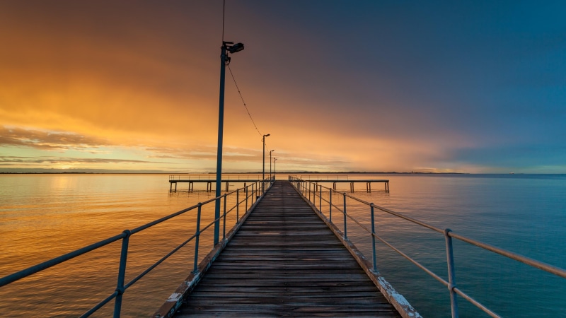 sky, kwinana, kwinana beach, calm, australia, 4K, dusk, fishing pier, sunset, cloud, waterscape, water, evening, pier, horizon, ocean