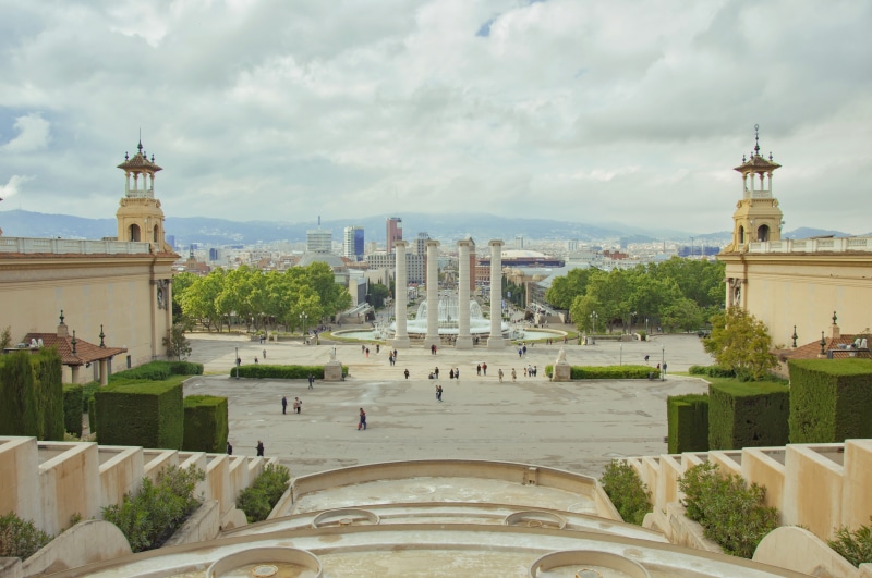 road, landscape, gaudí, style, built structure, tower, daytime, monument, spain, cityscape, monuments, white, ancient, barcelona, colors, terrace, concrete