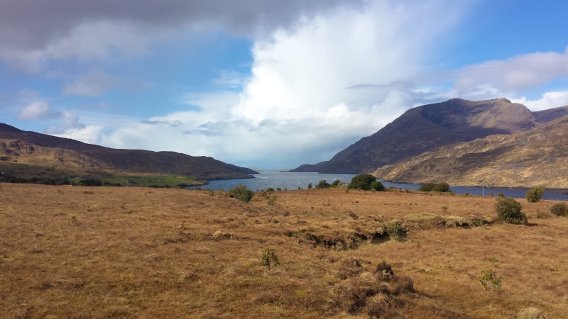 ireland, tranquility, outdoors, connemara, water, cloud - sky, trip, beauty, mountain range, land, clouds, vista, travel, travel destinations, tranquil scene