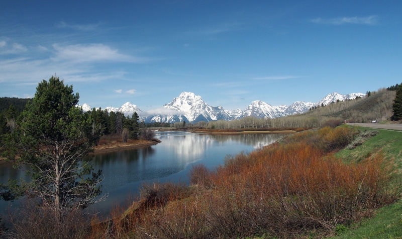 snowcapped mountain, states, mountain peak, grand, mountain, park, tree, landscape, 4K, blue, water, Park, wy, environment, cold temperature, peak, west