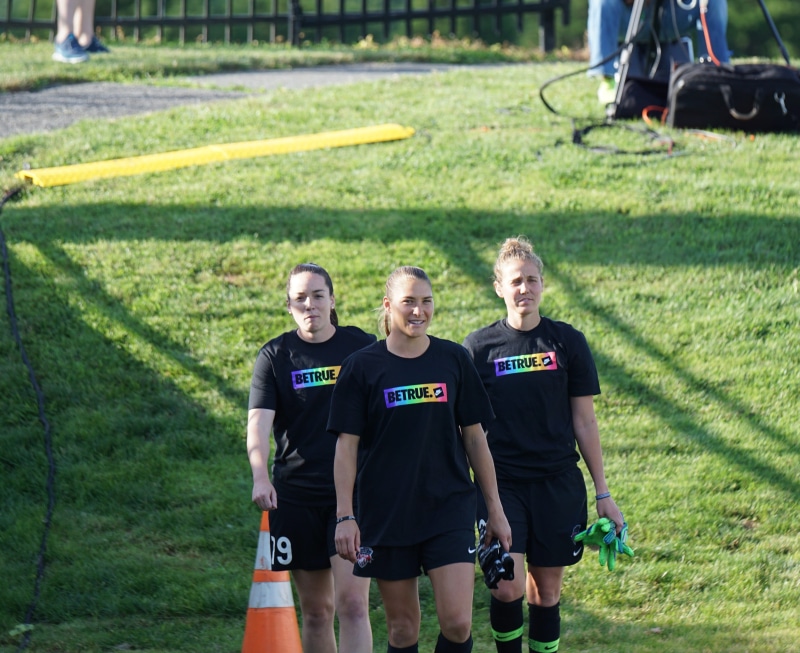 group of people, grass, people, teenager, day, focus on foreground, plant, standing, child, portrait, washington spirit, aubrey bledsoe, cooperation, looking at camera