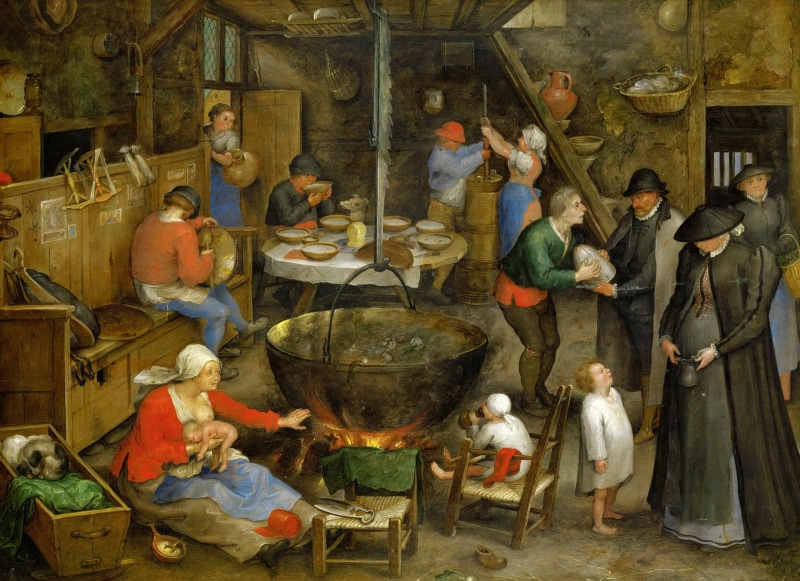 picture, genre, Jan Brueghel the elder, 2K, Visit to farm House