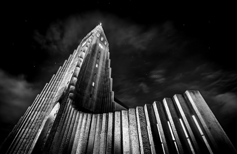 building exterior, geotagged, long exposure, office, nature, star - space, Black, Hallgrimskirkja, Sony, 1080P, Contrast, travel destinations, sky, tower