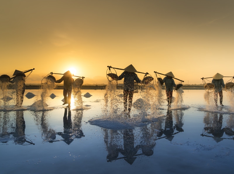 trang, nha, sun, real people, fishermen, Traditional, Asia, SaltFields, attractions, hardwork, Workers, Photography, hon, scenics - nature, nature, Reflection