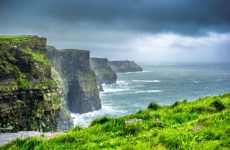 visit, moher, power in nature, no people, sea, sky, tourism, bythesea, water, Travel, 1080P, cliffs, horizon over water, Liscannor, Grass, non-urban scene