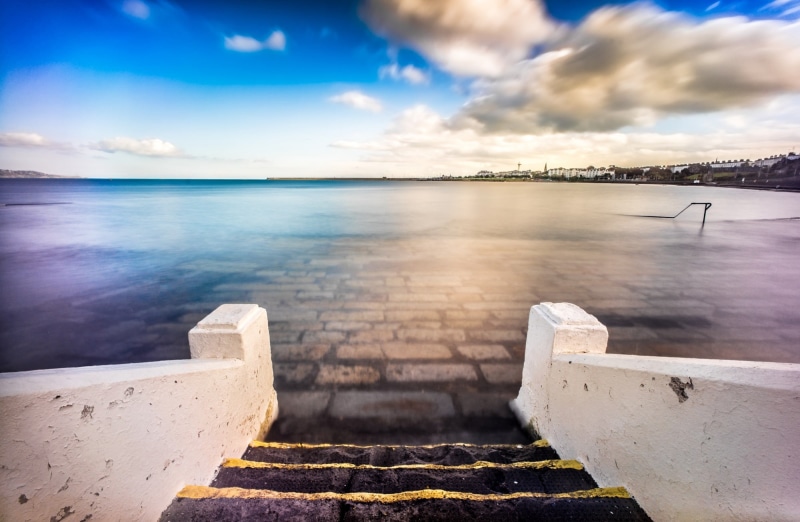 day, idyllic, Europe, long exposure, Stairs, Others, Voigtlander, water, Clouds, non-urban scene, cloud - sky, seapoint, sky, beach, 1080P, touristdestinations