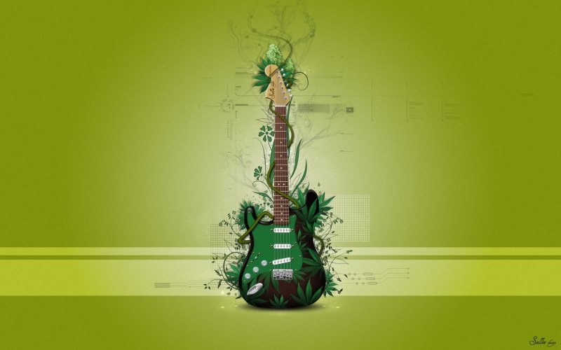 green, guitar, brwon, electric, 1080P, music