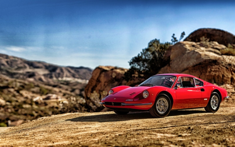 Ferrari Dino, vintage cars, classic cars, gt, Dino 246 GT, 2K, ferrari, old cars, dino, red
