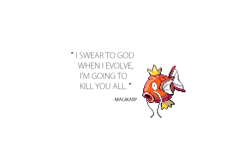white color, western script, white background, Pokémon, going, full length, motivational, activity, nature, Magikarp, script, poster, m, communication