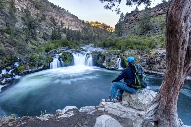 Bureau of Land Management, hiking, photography, 1080P, river, August 15th, man, denim pants, daytime, jacket, mountain, body of water, national historic trail