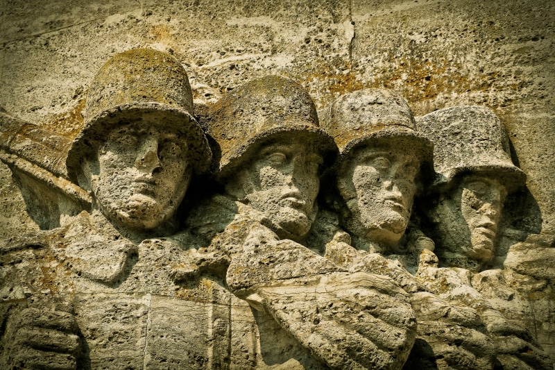 world war, war, sculpture, day, stone figure, world war ii, bas relief, war memorial, troops, carving - craft product, male likeness, memorial, foot soldier