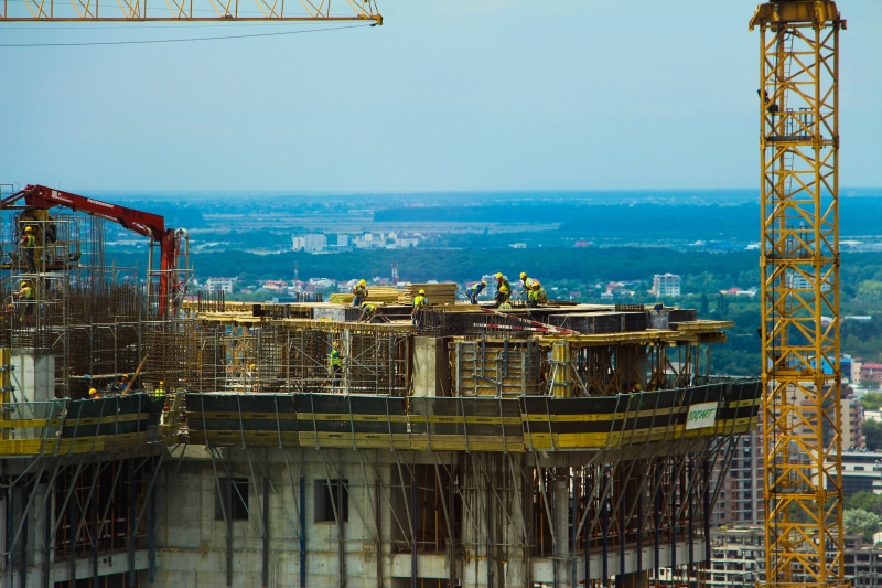 housing Development, engineering, built Structure, building, height, work, workers, clear sky, site, industry, machinery, no people, construction Frame
