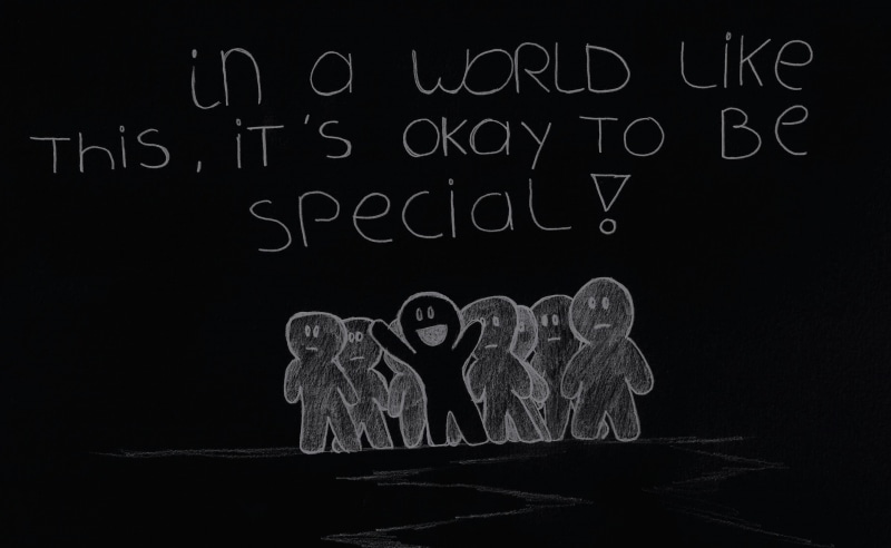emotion, connection, funny, indoors, okay, representation, Drawings, board, text, blackboard, cute, standing, Special, Artistic, creativity, care, Different