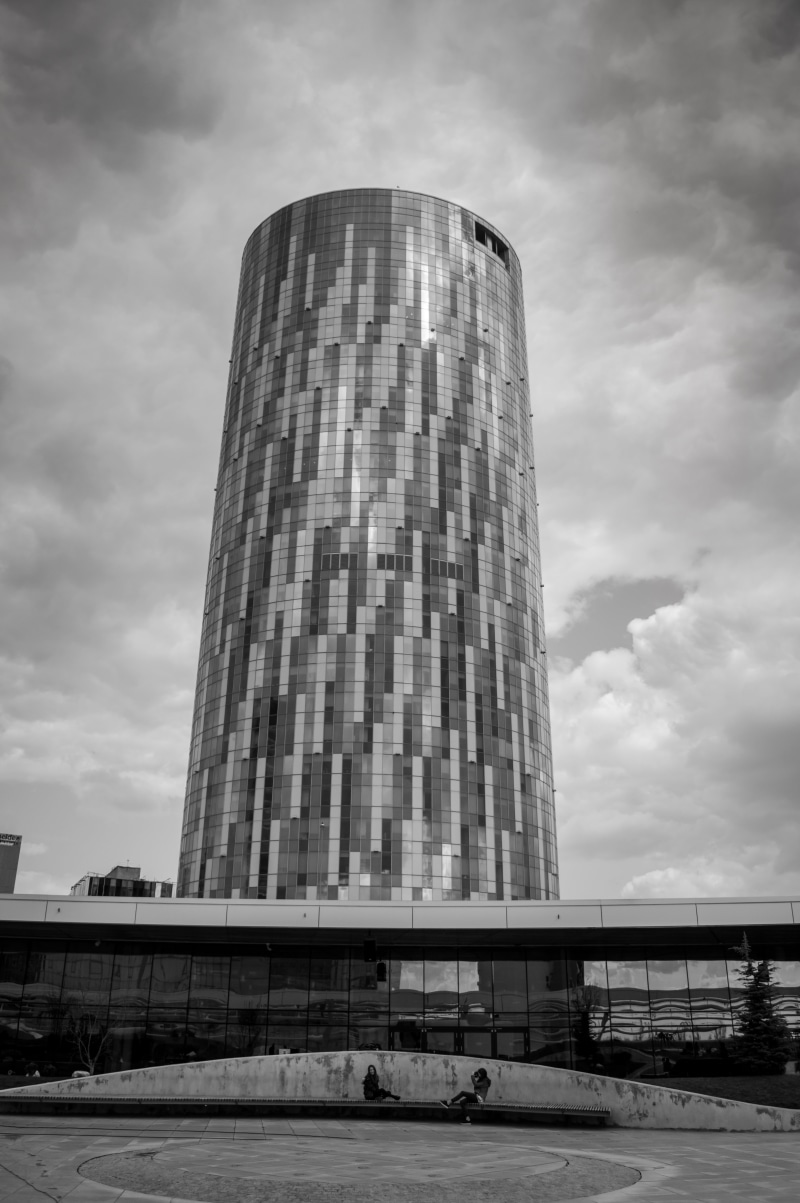 tall, architecture, black and white, city, travel destinations, office building exterior, bucharest, building, nature, sky, low angle view, day, no people