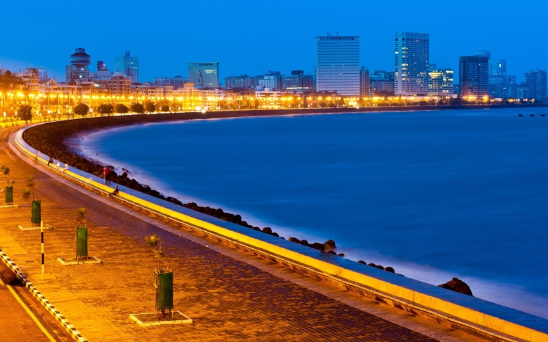 2K, mumbai, coast, cityscape, hd, buildings, body, lights, water, blue, beach