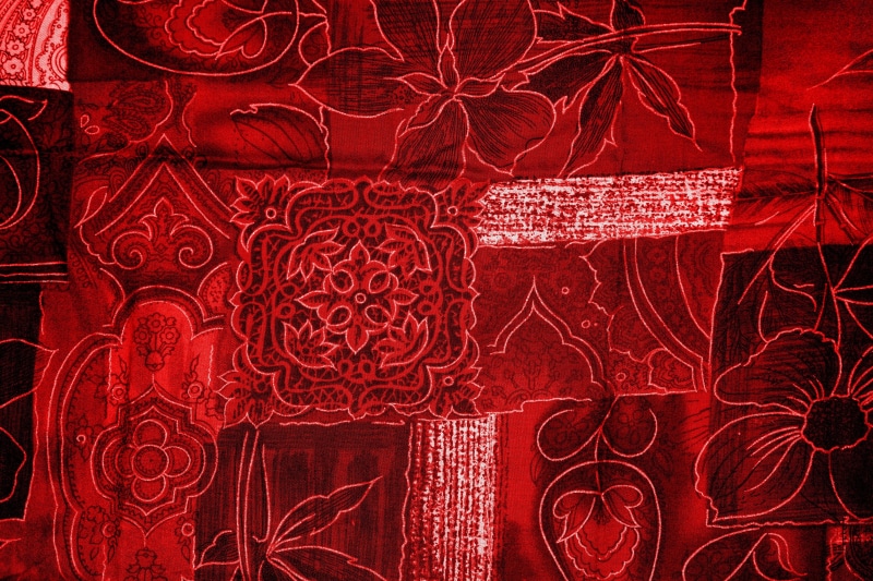 spring, christmas decoration, 4K, tapestry, patchwork, indoors, background, decoration, silk, red, boss, colorful, gift, close-up, scarlet, surface, flowers