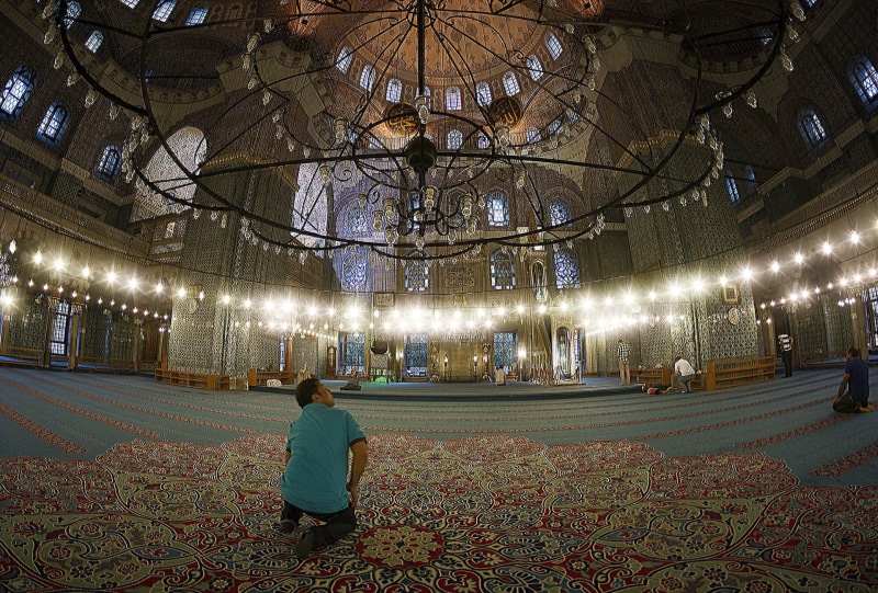 illuminated, rear view, full length, real people, crowd, adult, decoration, built structure, Turkey, tee, Yeni Camii, blue, architecture, tree, light, Islam